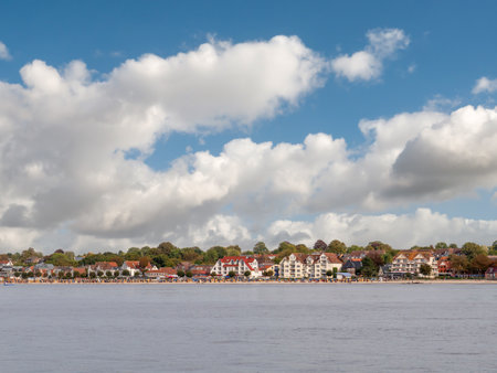Coastline and beach of Laboe on Kiel Fjord, part of Kiel Bay in the Baltic Sea, Schleswig-Holstein, Germanyの写真素材