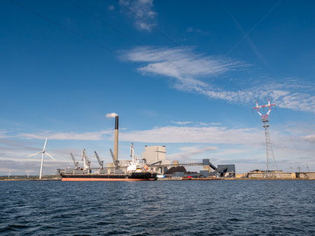 Nordjylland Power Station, heat and power plant along Limfjord in Vodskov near Aalborg, Denmarkのeditorial素材