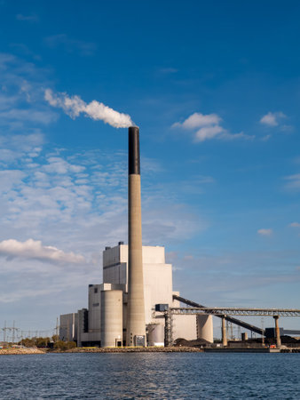 Nordjylland Power Station, heat and power plant along Limfjord in Vodskov near Aalborg, Denmark