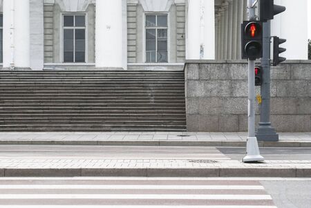 Zebra crossing a sgoryaschim signal by a traffic-light                の写真素材