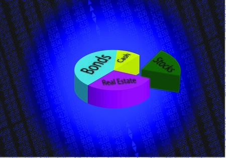 A 3D Pie Chart Of Financial Investments With Stock Quotesのイラスト素材