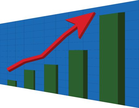 A chart with an arrow going up.のイラスト素材