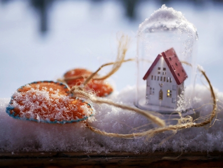 house, valentines, hearts, concept of winter holidaysの写真素材