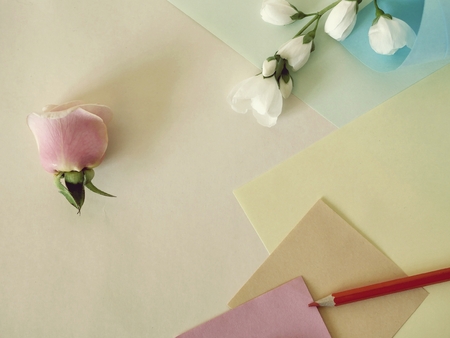 light background, top view, concept of congratulationsの写真素材