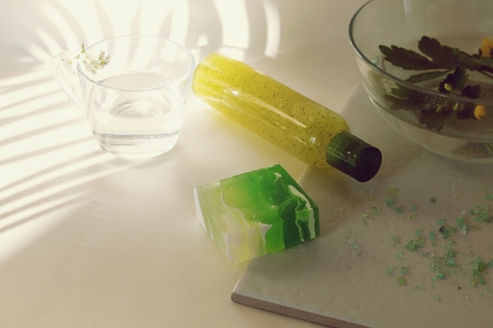 ingredients for scrub, masks, spa treatmentsの写真素材