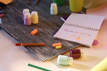 Notebook, art, stationery materials, frame, back to school