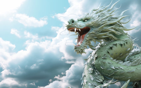 dragon on the sky background. 3d render, 3d illustrationの素材