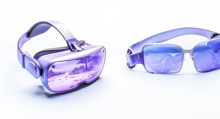 3d glasses on white background. 3d rendering. Virtual reality glasses.の素材