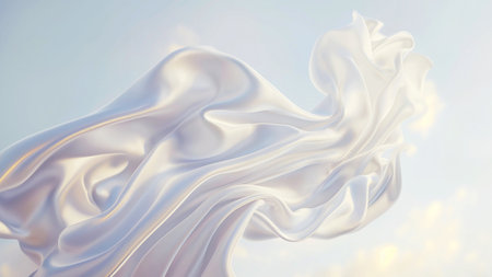 Abstract background of white silk or satin. 3d render illustrationの素材