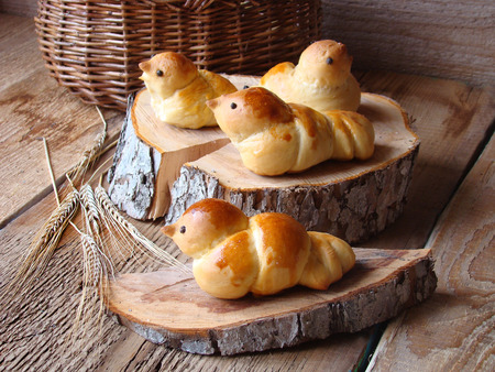 Larks - birds made of dough, to welcome springの写真素材