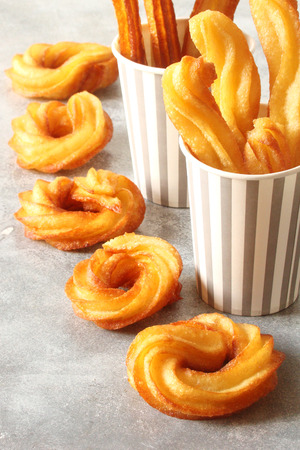  Churros with chocolate pasta,Spanish, Latin American dessertの写真素材