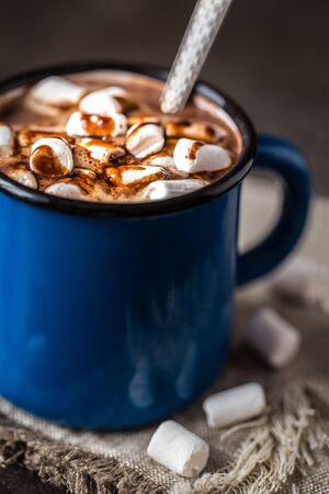 hot chocolate with little marshmallowsの写真素材