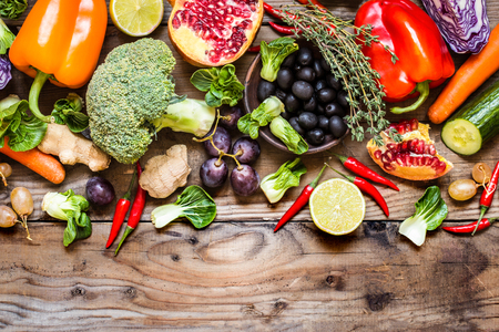 vegetables and fruits, herbs - the ingredients for cooking, healthy lifestyleの写真素材