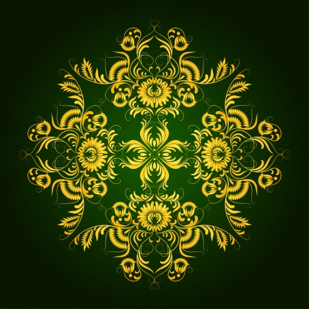 Filigree floral pattern on a green background. Vector illustration EPS 10.のイラスト素材