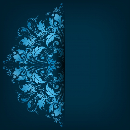 Filigree floral pattern on a blue background のイラスト素材