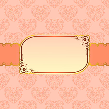 Elegant vintage beige frame design for greeting card, space for text.のイラスト素材
