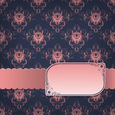 Vintage invitation card with old damask ornament, place for textのイラスト素材