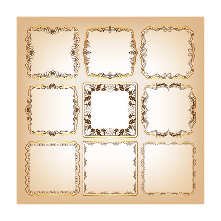 Set of square frames for greeting cards, place for text.のイラスト素材
