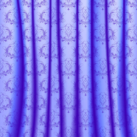  curtain with pleats and lace ornamentsのイラスト素材