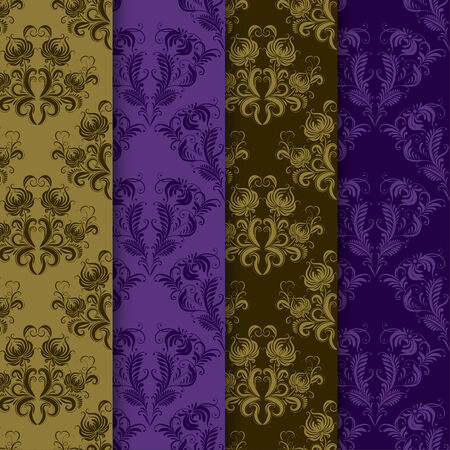 Set vector seamless on damask ornament.  Royal wallpaper.のイラスト素材