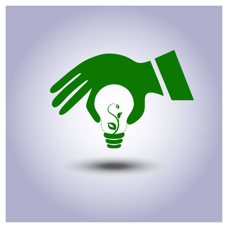 green ecology light bulb icon in handのイラスト素材