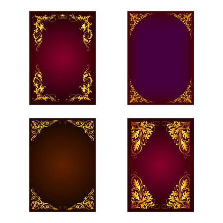 Vector set of royal invitation card with floral ornament , place for textのイラスト素材
