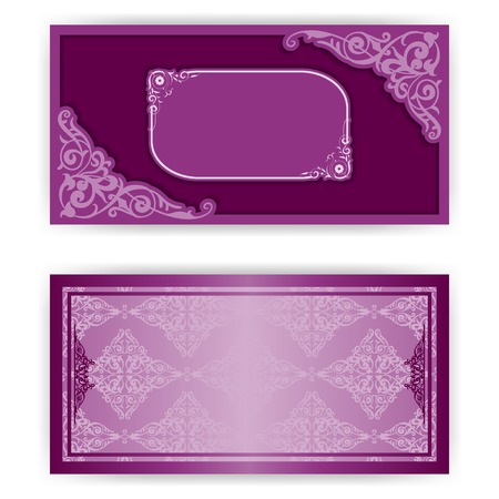 Vector vintage paper horizontal invitation card with floral ornament, place for textのイラスト素材