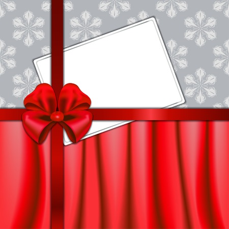Christmas card with red ribbon and textileのイラスト素材