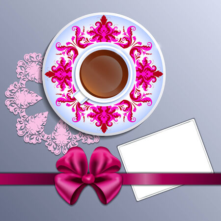 A cup of tea and cardのイラスト素材