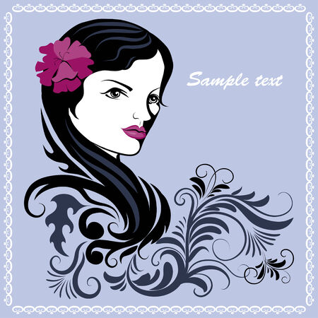 Graphic portrait of a young girlのイラスト素材