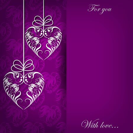 Card with ornament with heartsのイラスト素材