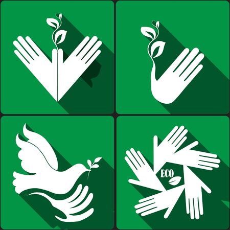 Set of stickers, icons environmental protectionのイラスト素材