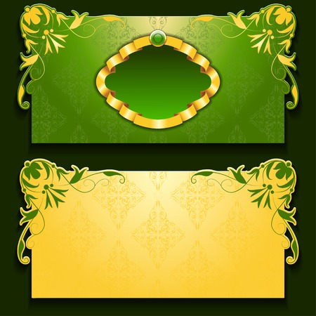 Vector green invitation card with frameのイラスト素材