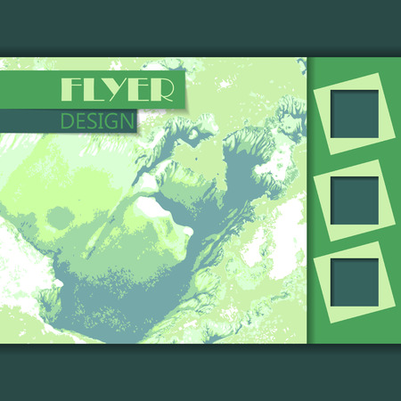 Vector horizontal abstract watercolor style flyer design with green color, business posterのイラスト素材