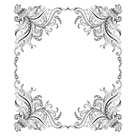 Graphic frame with  floral decorative ornaments for designのイラスト素材