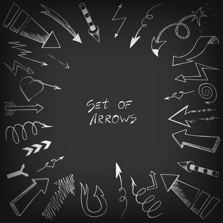 Set of arrows with sketch styleのイラスト素材