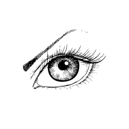 Female eye with hand- drawing styleのイラスト素材