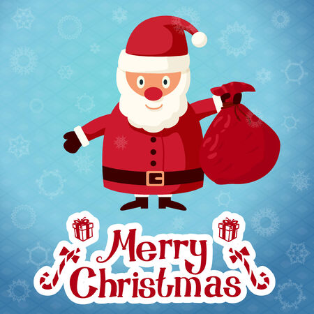 Santa Claus standing with sack of presents. Vector.のイラスト素材