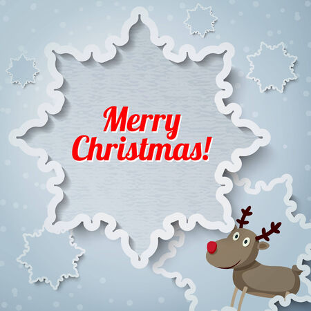 Merry Christmas greeting card with place for your text. Santa Claus christmas reindeer.のイラスト素材