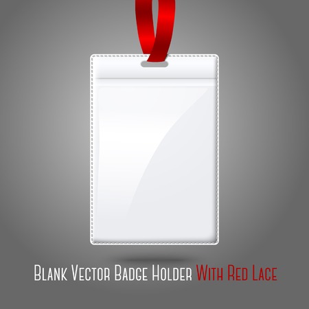 Blank vector vertical badge holderwith bright light lace. Isolated on grey background for design and branding. Vectorのイラスト素材