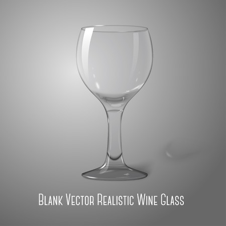 Blank transparent photo realistic isolated on grey wine glass, for branding and your design. Vectorのイラスト素材