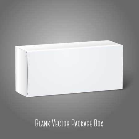 Realistic white blank paper package box. Isolated on grey background for design and branding. Vectorのイラスト素材