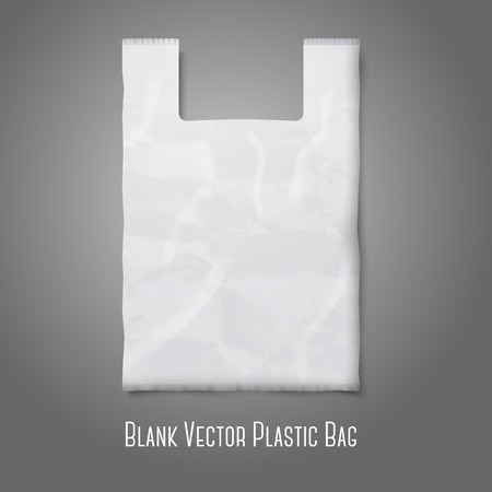 Blank white plastic bag with place for your design and branding. Vectorのイラスト素材