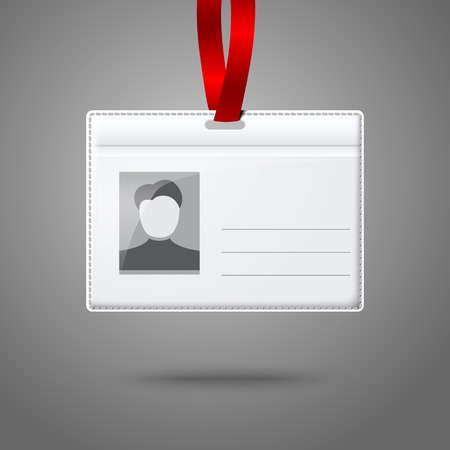 Blank vector horizontal badge holder with place for photo and text. With bright light lace.のイラスト素材