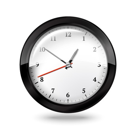 Black office clock isolated on white backgroundのイラスト素材