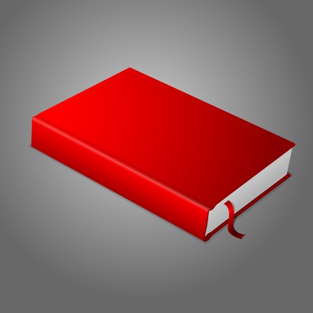 Realistic red blank hardcover book with bookmark.のイラスト素材