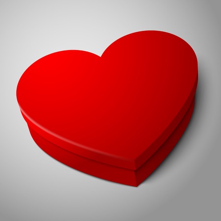realistic blank bright red heart shape box isolated on gray backgroundのイラスト素材
