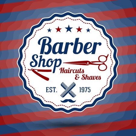 Vector retro stylized sign for Barber Shop on classic barbers background.のイラスト素材