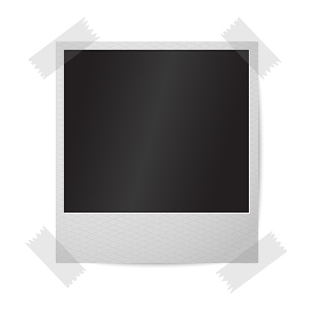Blank realistic isolated on white vector instant photo frame, sticked to the wall.のイラスト素材