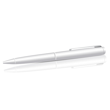 Vector blank ball pen isolated on white background with reflection, for your branding or design.のイラスト素材